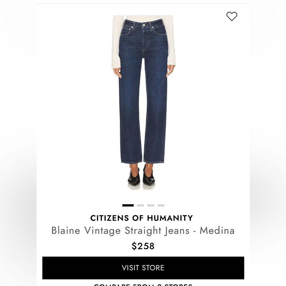 CITIZENS OF HUMANITY Blaine Vintage Straight Jeans Medina Size 27 NWT